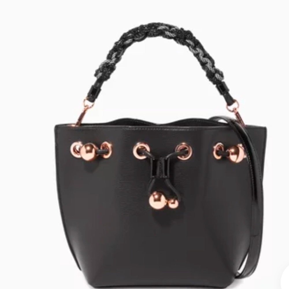 Sophia Webster Black Crossbody Bag with Braided Handle and Metallic Accents